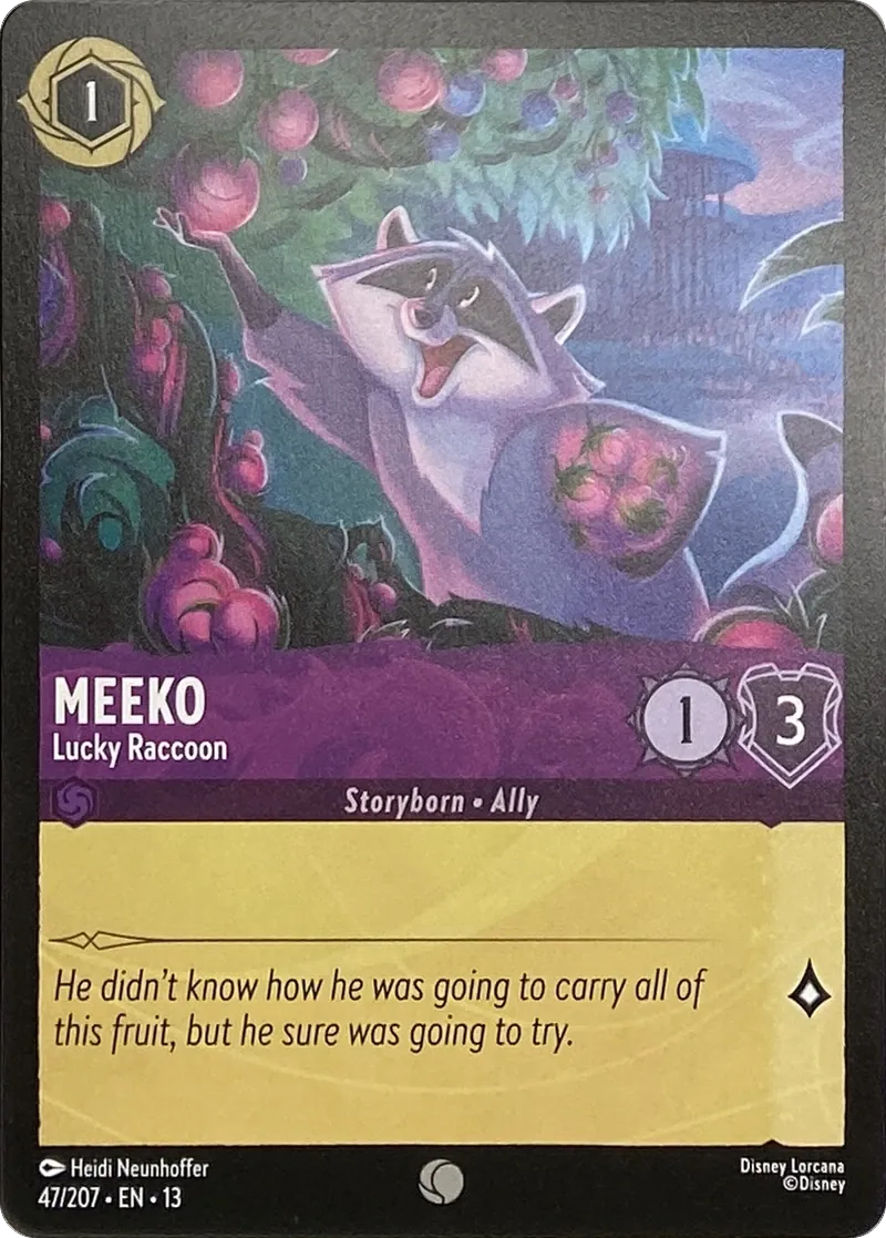 2026 Disney Lorcana Attack of the Vine! Meeko - Lucky Raccoon #47/207 Common front