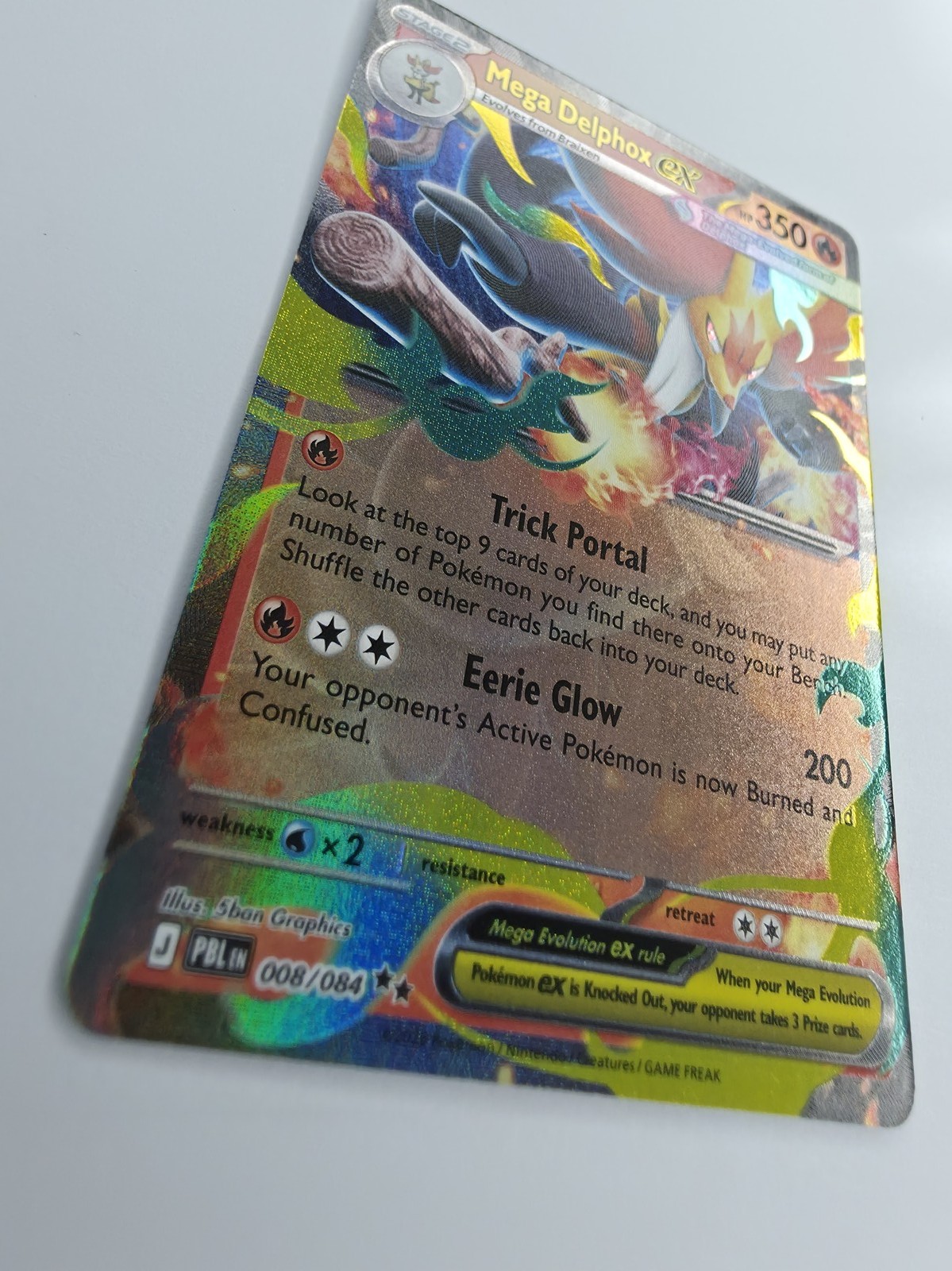 Mega Delphox ex holo angle