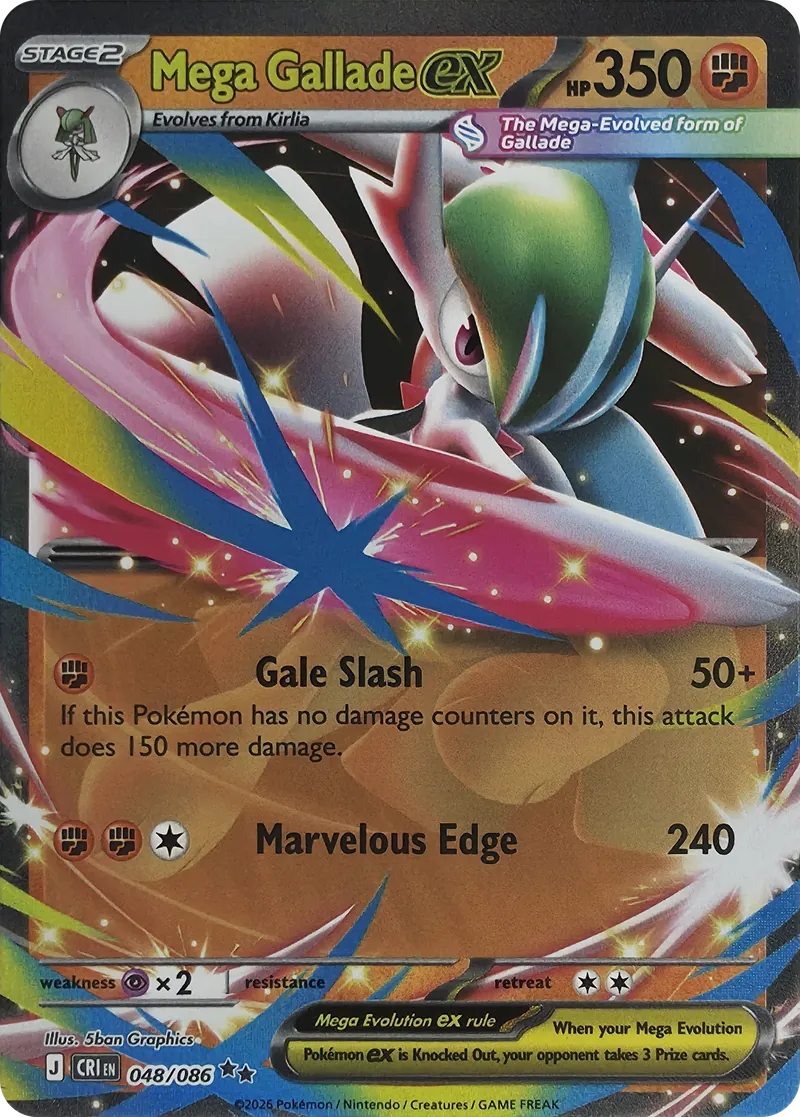 2026 Pokemon Chaos Rising Mega Gallade ex #048/086 Double Rare Holo front