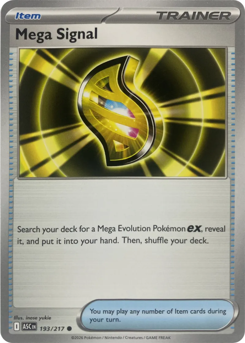 2026 Pokemon Ascended Heroes Mega Signal #193/217 Common Trainer front