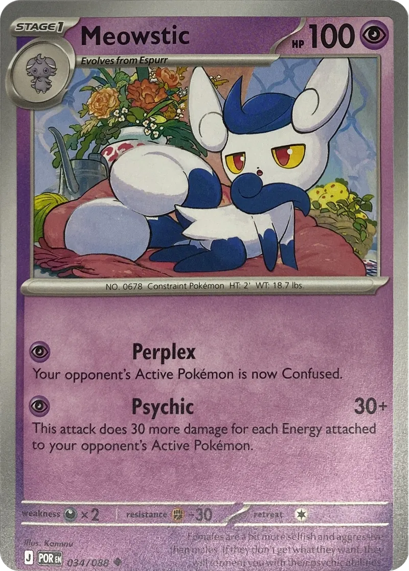 2026 Pokemon Perfect Order Meowstic #034/088 Uncommon front