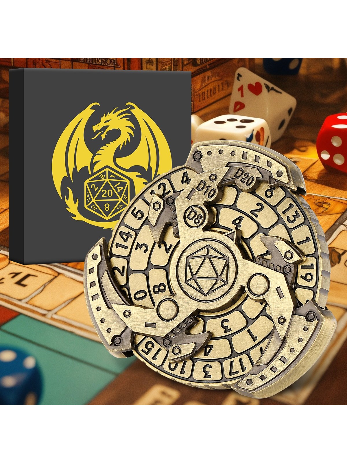 Metal Fidget Dice Wheel, Tabletop RPG Roller, 2.3 In, photo 4
