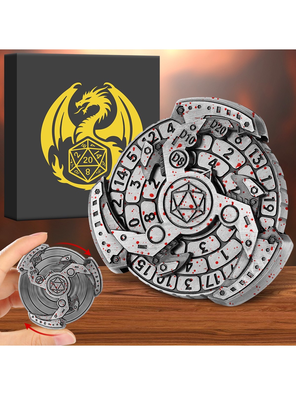 Metal Fidget Dice Wheel, Tabletop RPG Roller, 2.3 In, photo 6