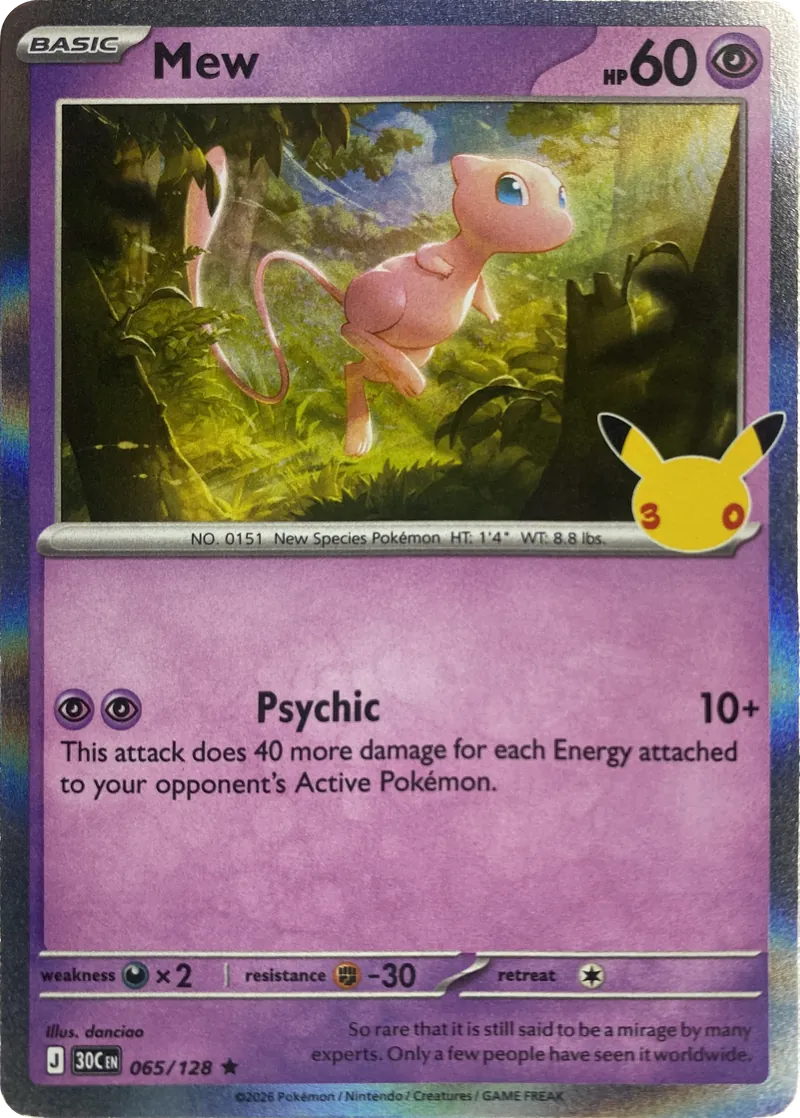 2026 Pokemon 30th Celebration Mew #065/128 Holo Rare front