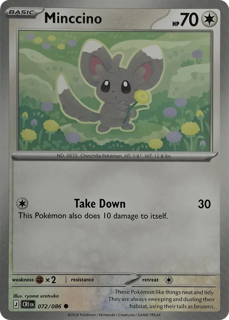 2026 Pokemon Chaos Rising Minccino #072/086 Common front