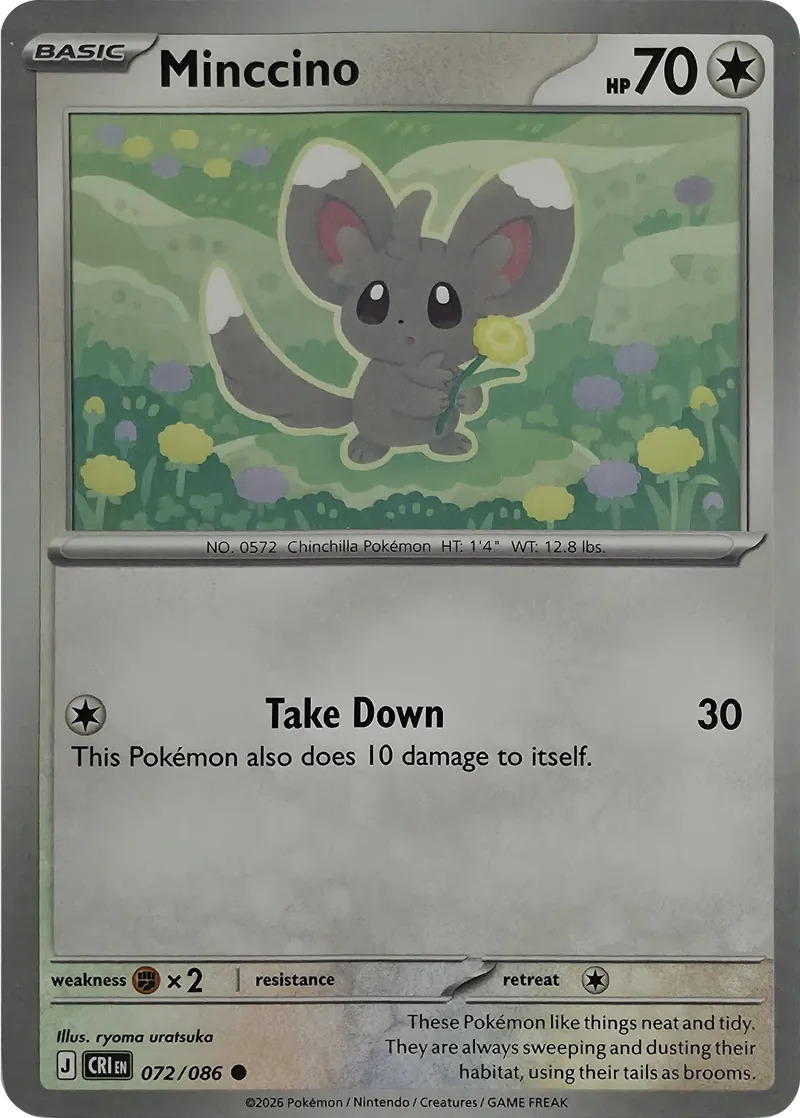 2026 Pokemon Chaos Rising Minccino #072/086 Common front