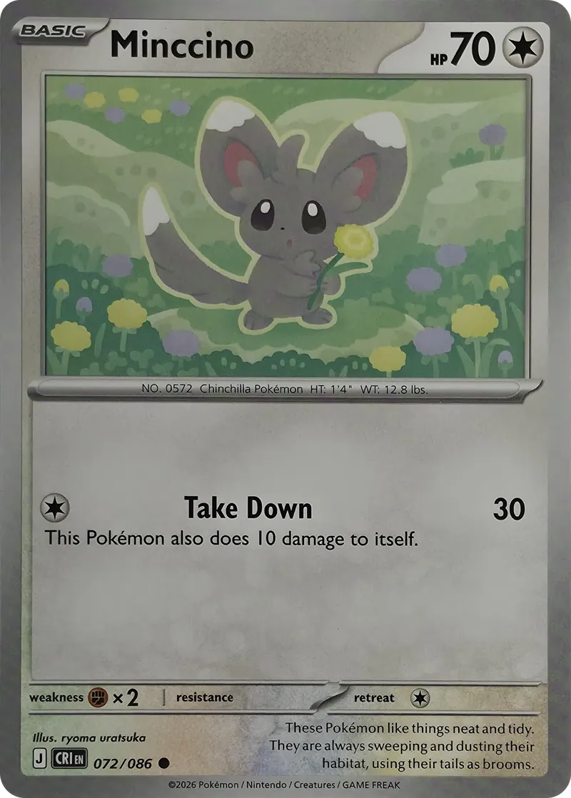 2026 Pokemon Chaos Rising Minccino #072/086 Common front