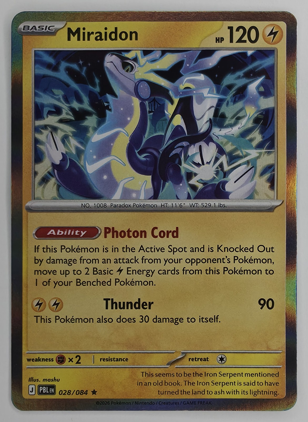 2026 Pokemon Pitch Black Miraidon #028/084 Holo Rare front