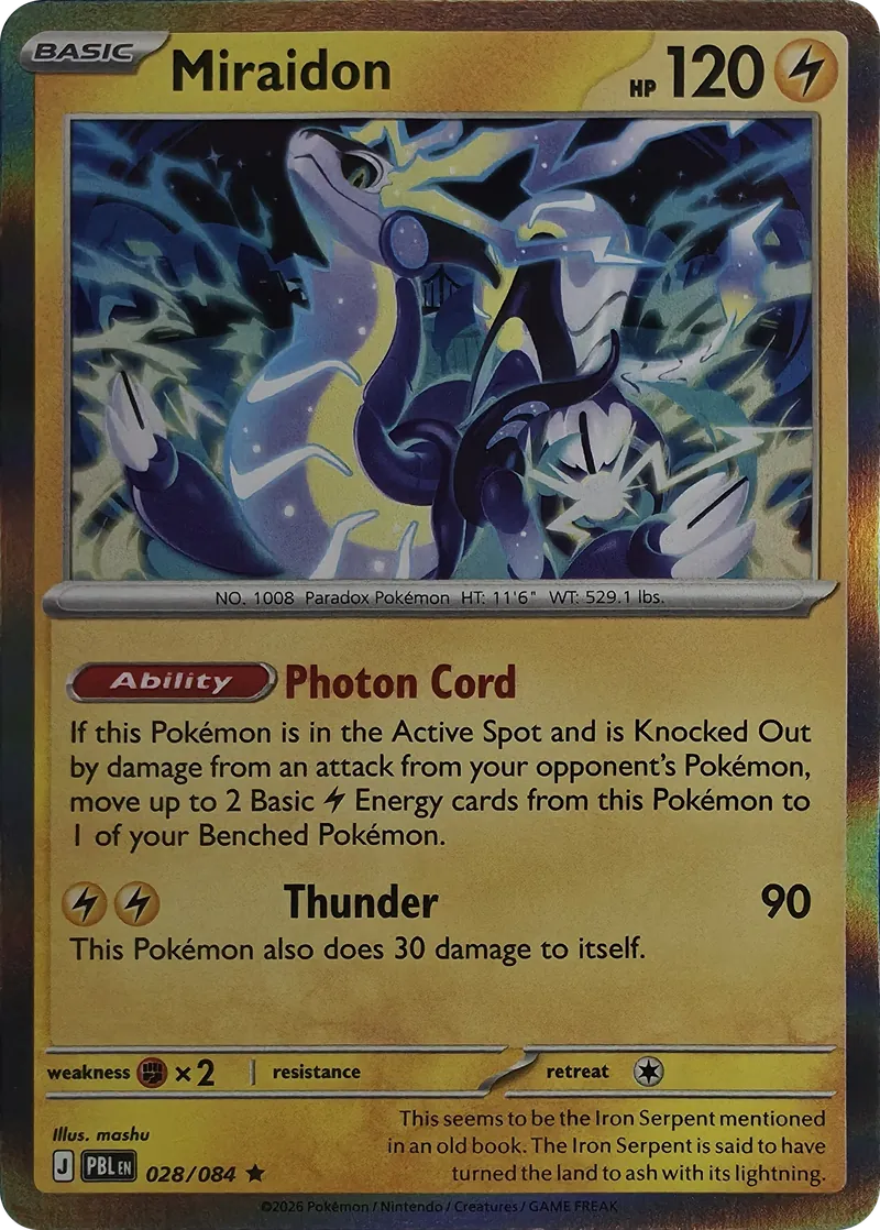 2026 Pokemon Pitch Black Miraidon #028/084 Holo Rare front