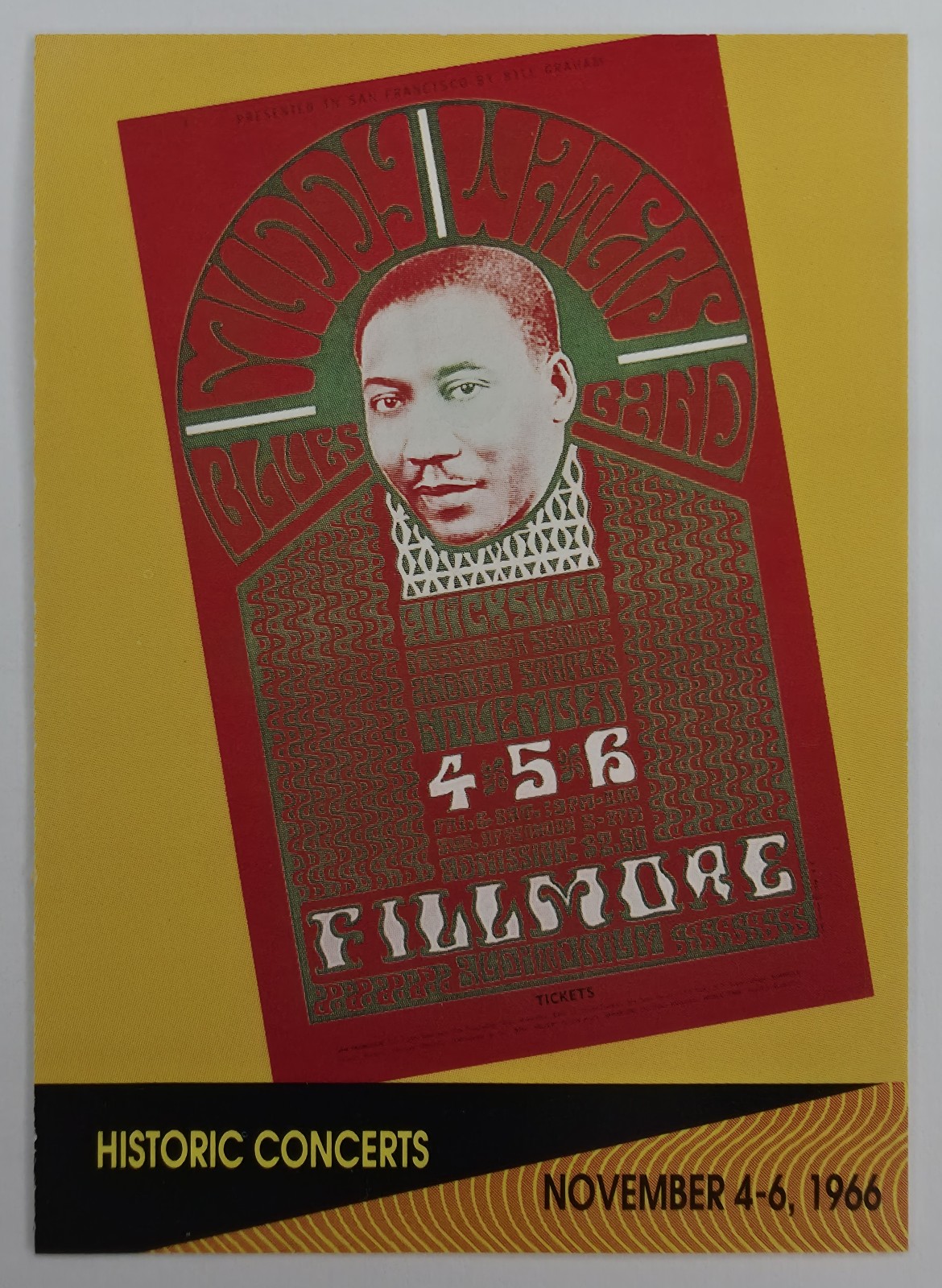 1991 Pro Set SuperStars MusiCards Muddy Waters Fillmore 1966 #250 Historic Concerts front