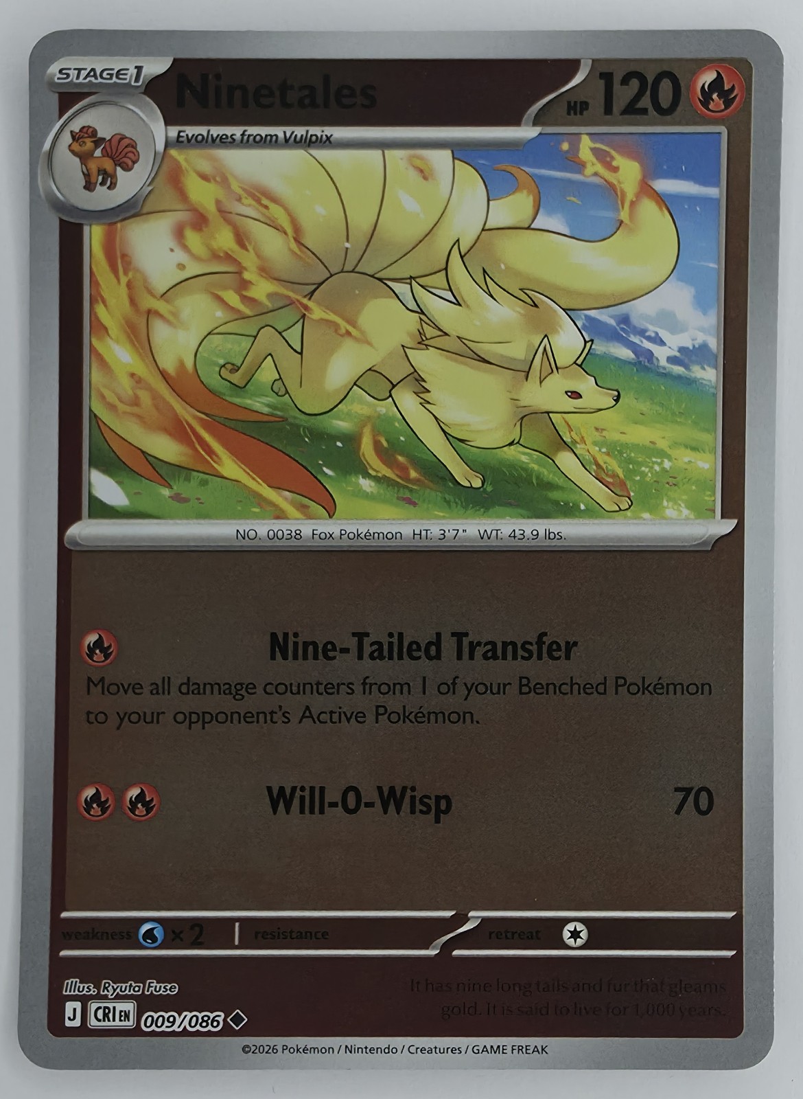 2026 Pokemon Chaos Rising Ninetales #009/086 Reverse Holo Uncommon front