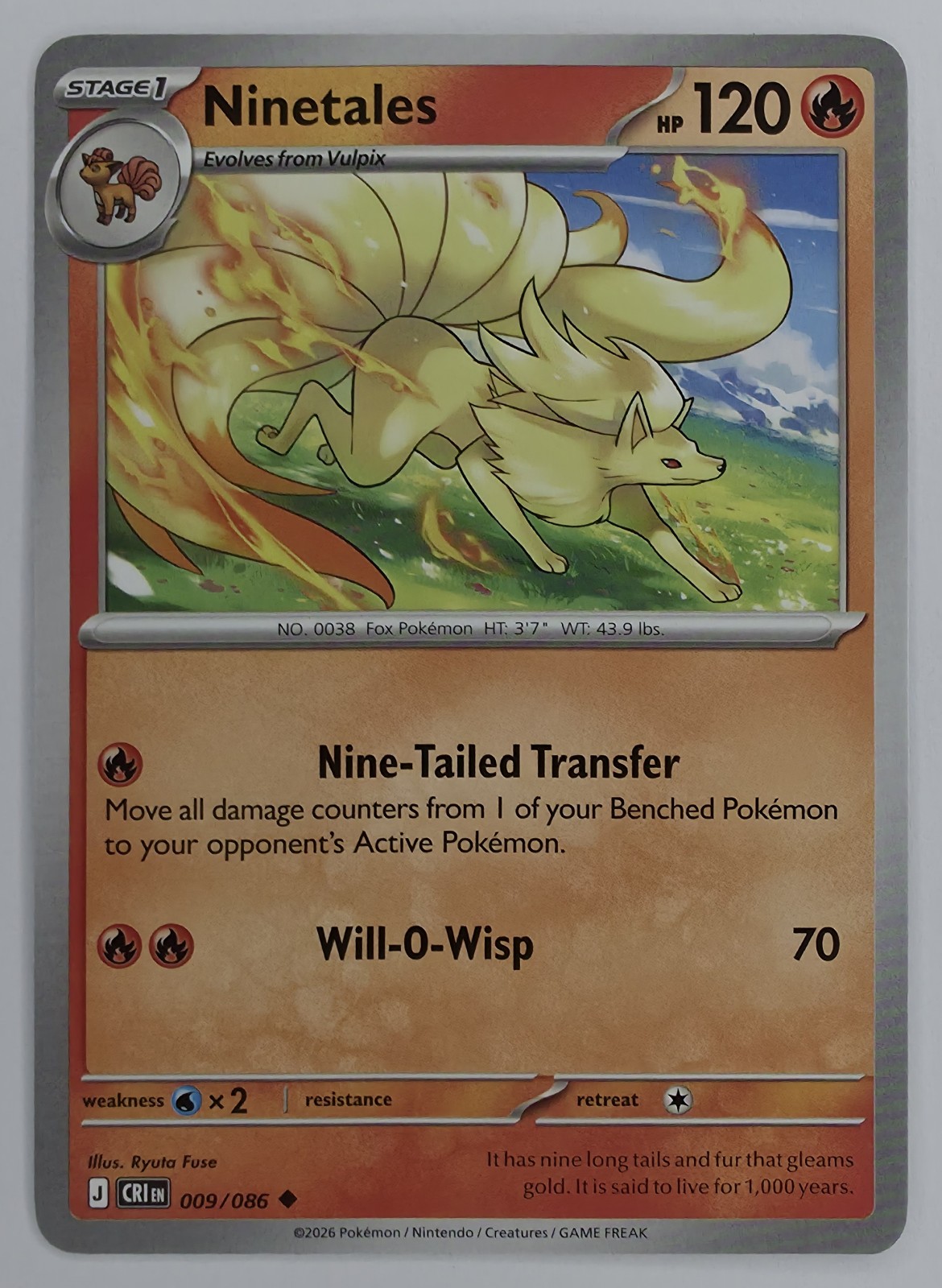 2026 Pokemon Chaos Rising Ninetales #009/086 Uncommon front