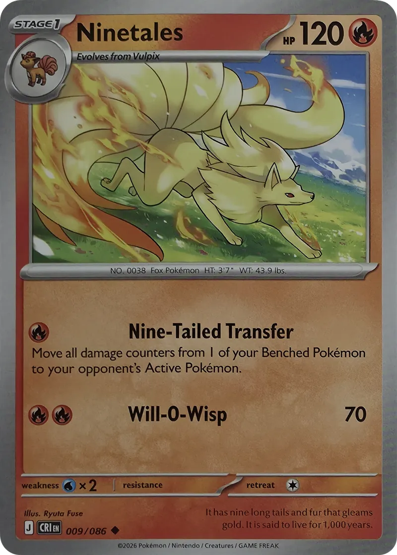 2026 Pokemon Chaos Rising Ninetales #009/086 Uncommon front