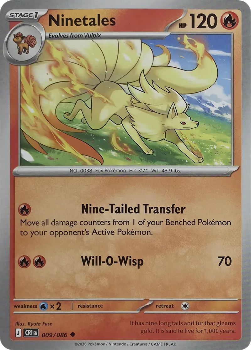 2026 Pokemon Chaos Rising Ninetales #009/086 Uncommon front