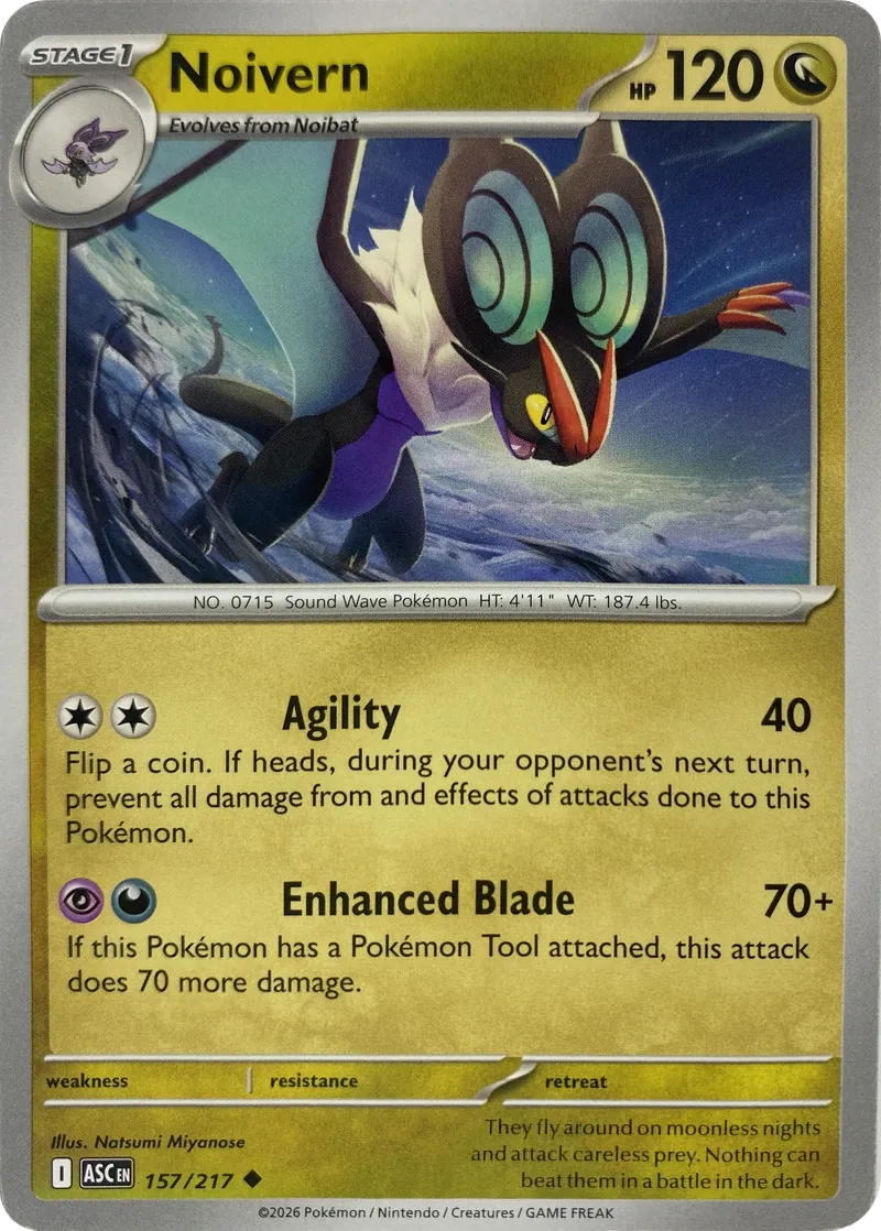 2026 Pokemon Ascended Heroes Noivern #157/217 Uncommon front
