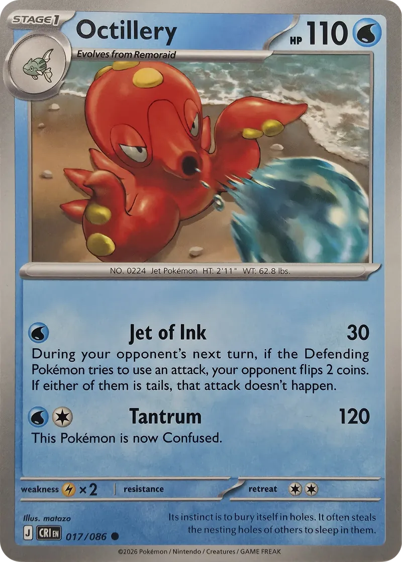 2026 Pokemon Chaos Rising Octillery #017/086 Common front