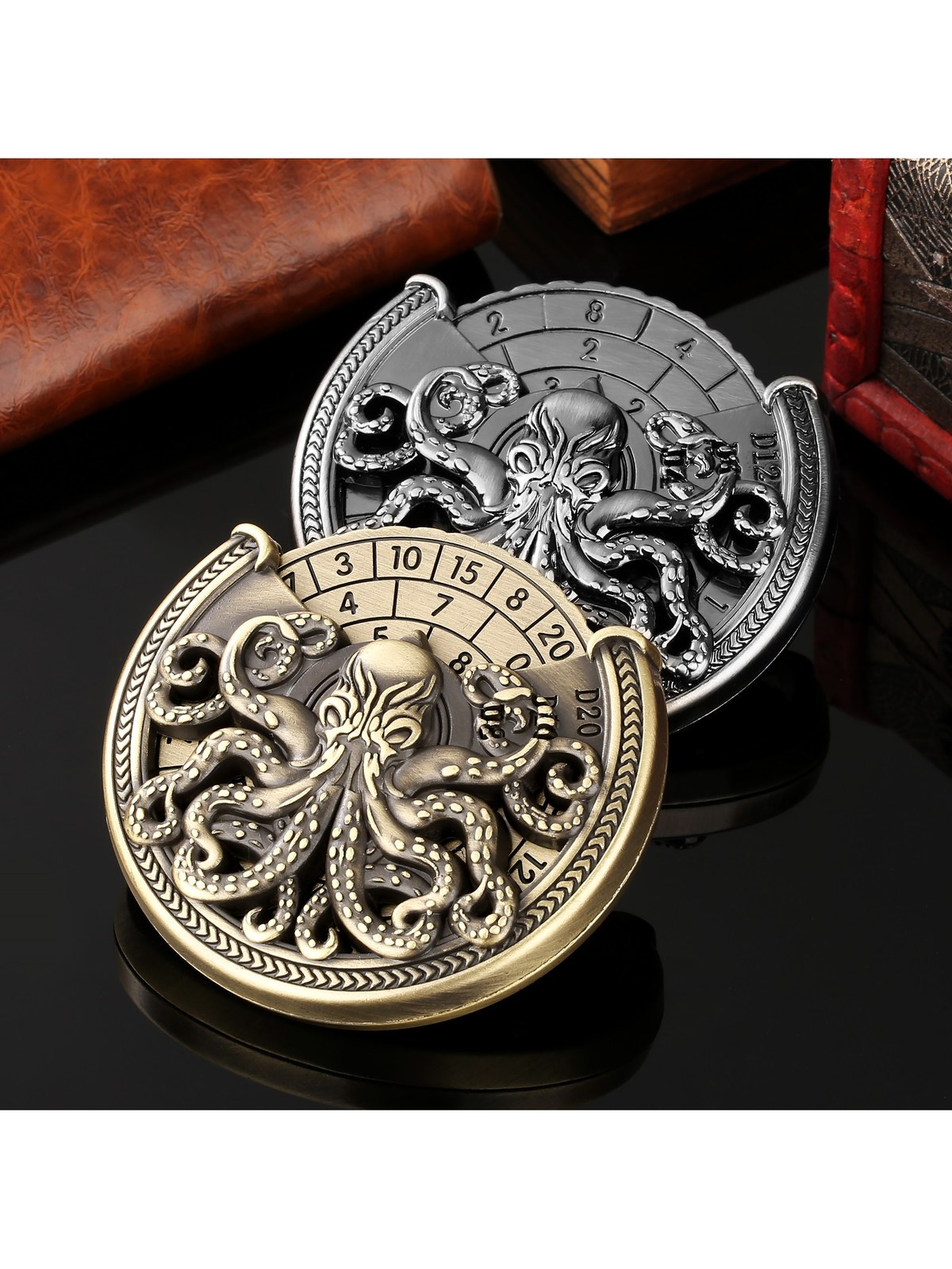 Spinning Octopus D20 Dice Turntable, Metal Tabletop RPG Dice Roller, photo 1