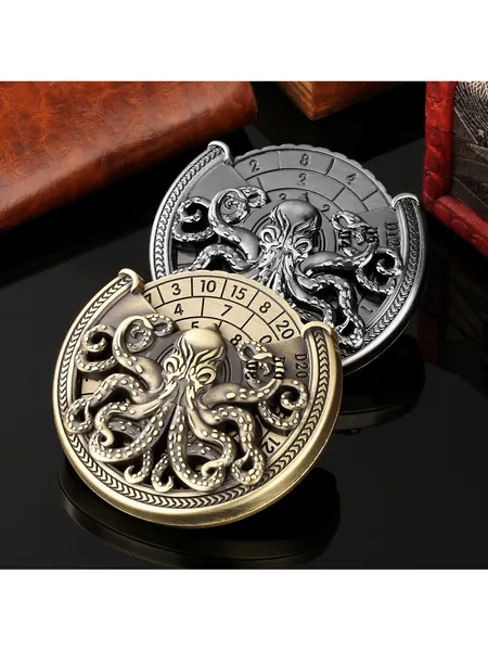 Spinning Octopus D20 Dice Turntable, Metal Tabletop RPG Dice Roller, photo 1