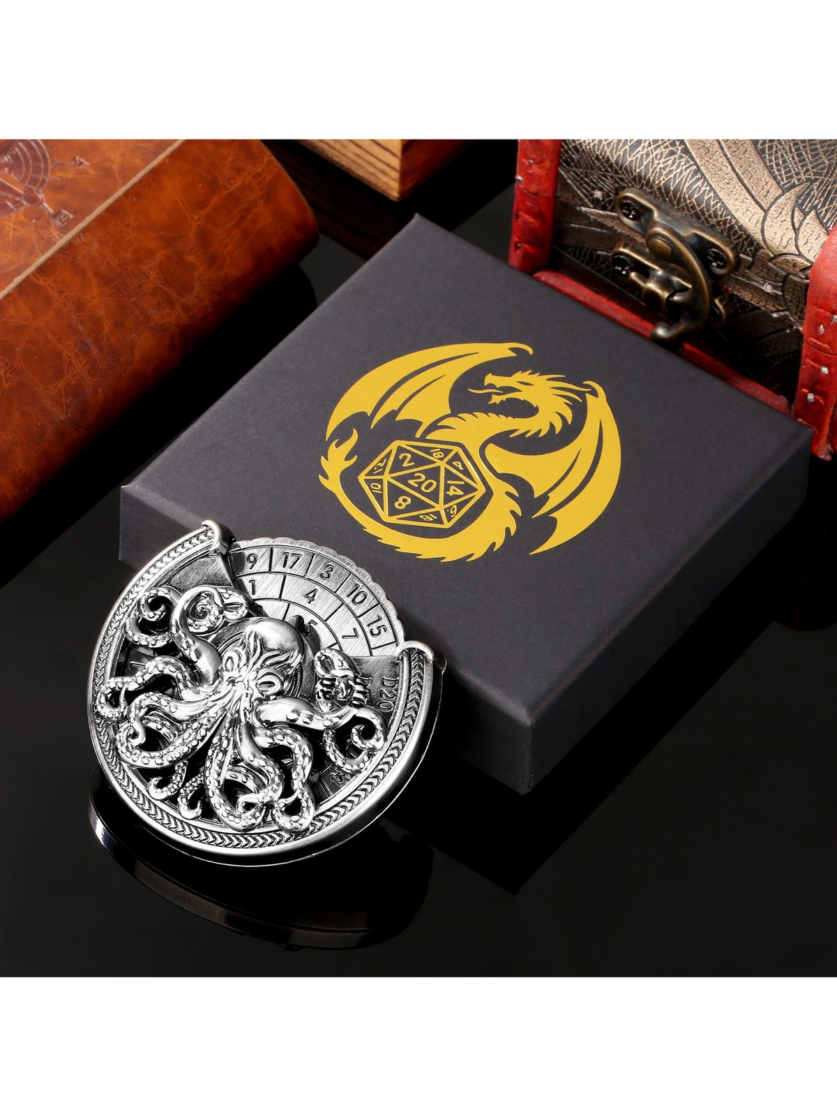 Spinning Octopus D20 Dice Turntable, Metal Tabletop RPG Dice Roller, photo 3