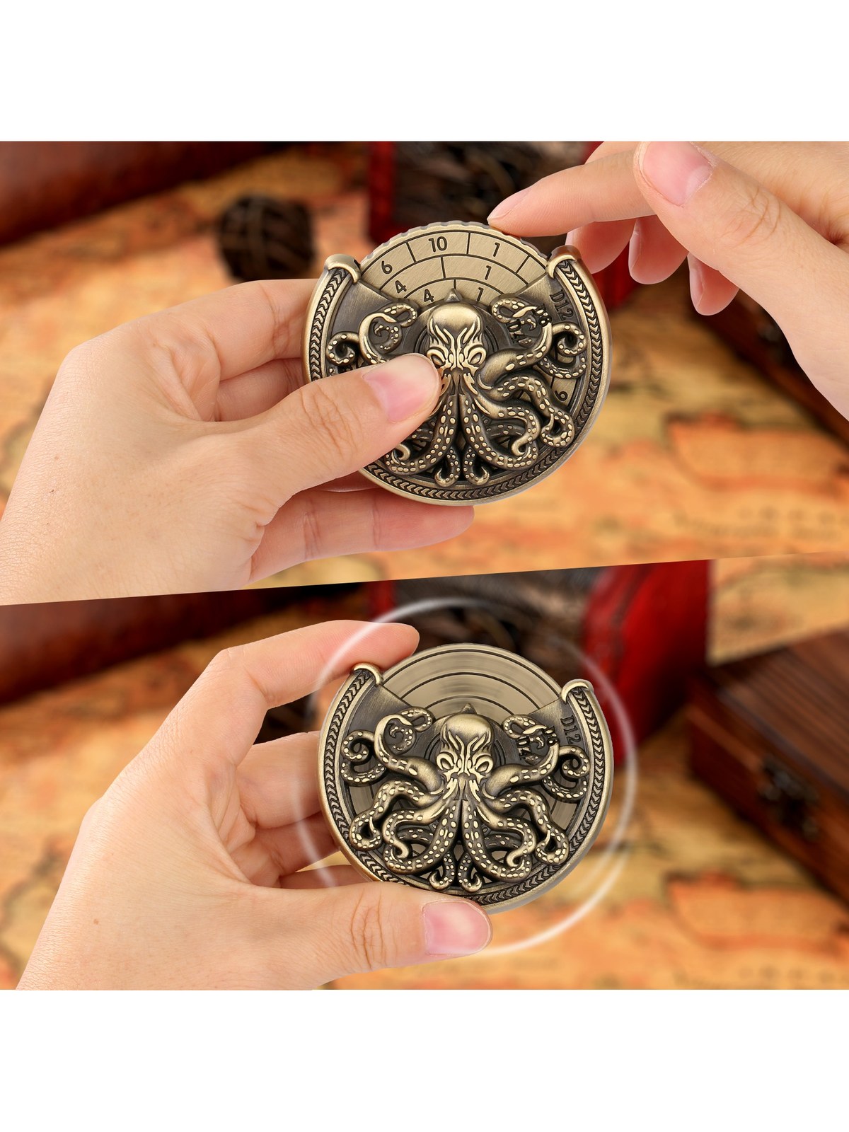Spinning Octopus D20 Dice Turntable, Metal Tabletop RPG Dice Roller, photo 4