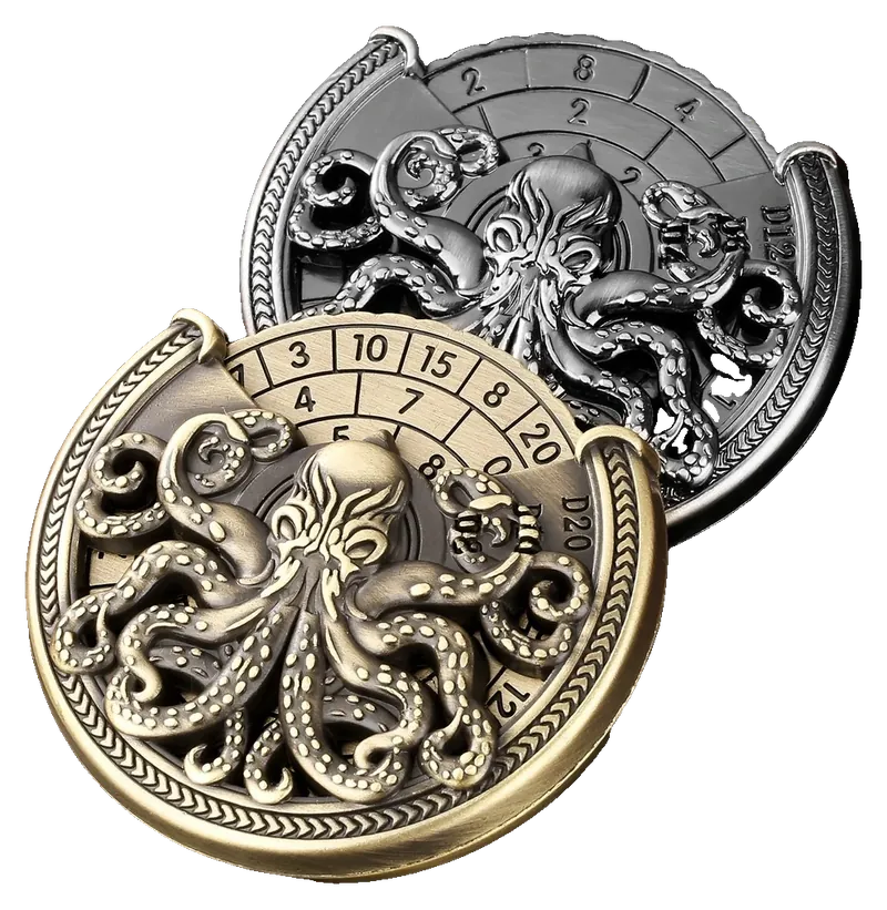 Spinning Octopus D20 Dice Turntable, Metal Tabletop RPG Dice Roller, photo 1