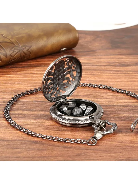 Octopus Locket Dice Case, Thick Chain, 7-Piece Metal Polyhedral Set, photo 5