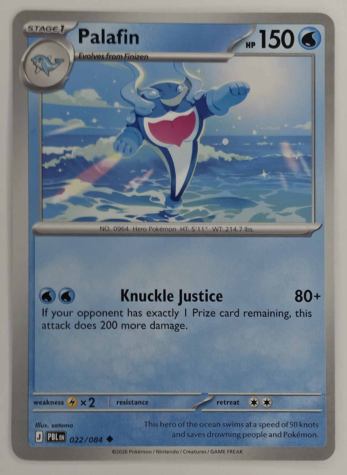 2026 Pokemon Pitch Black Palafin #022/084 Uncommon front