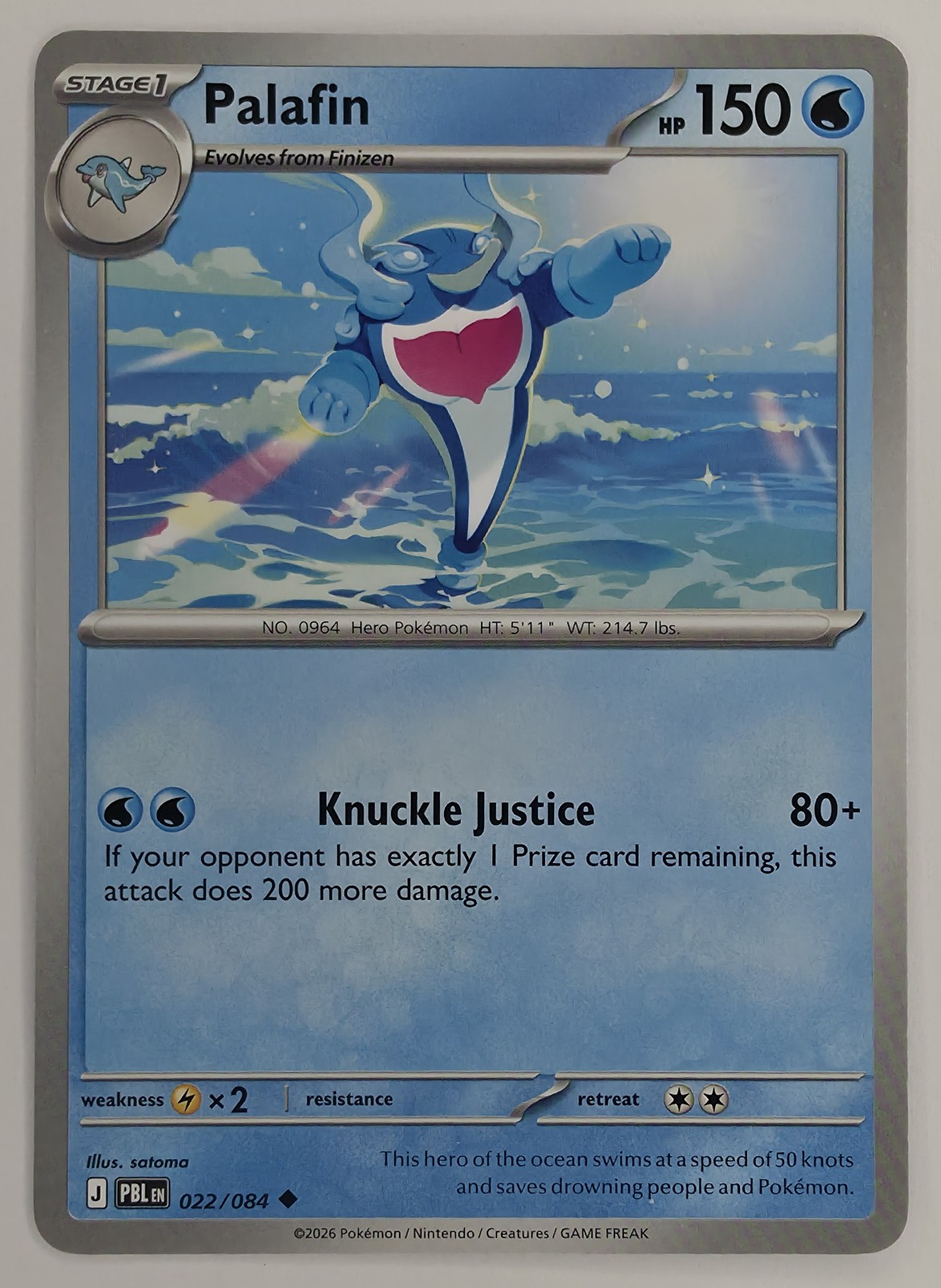 2026 Pokemon Pitch Black Palafin #022/084 Uncommon front