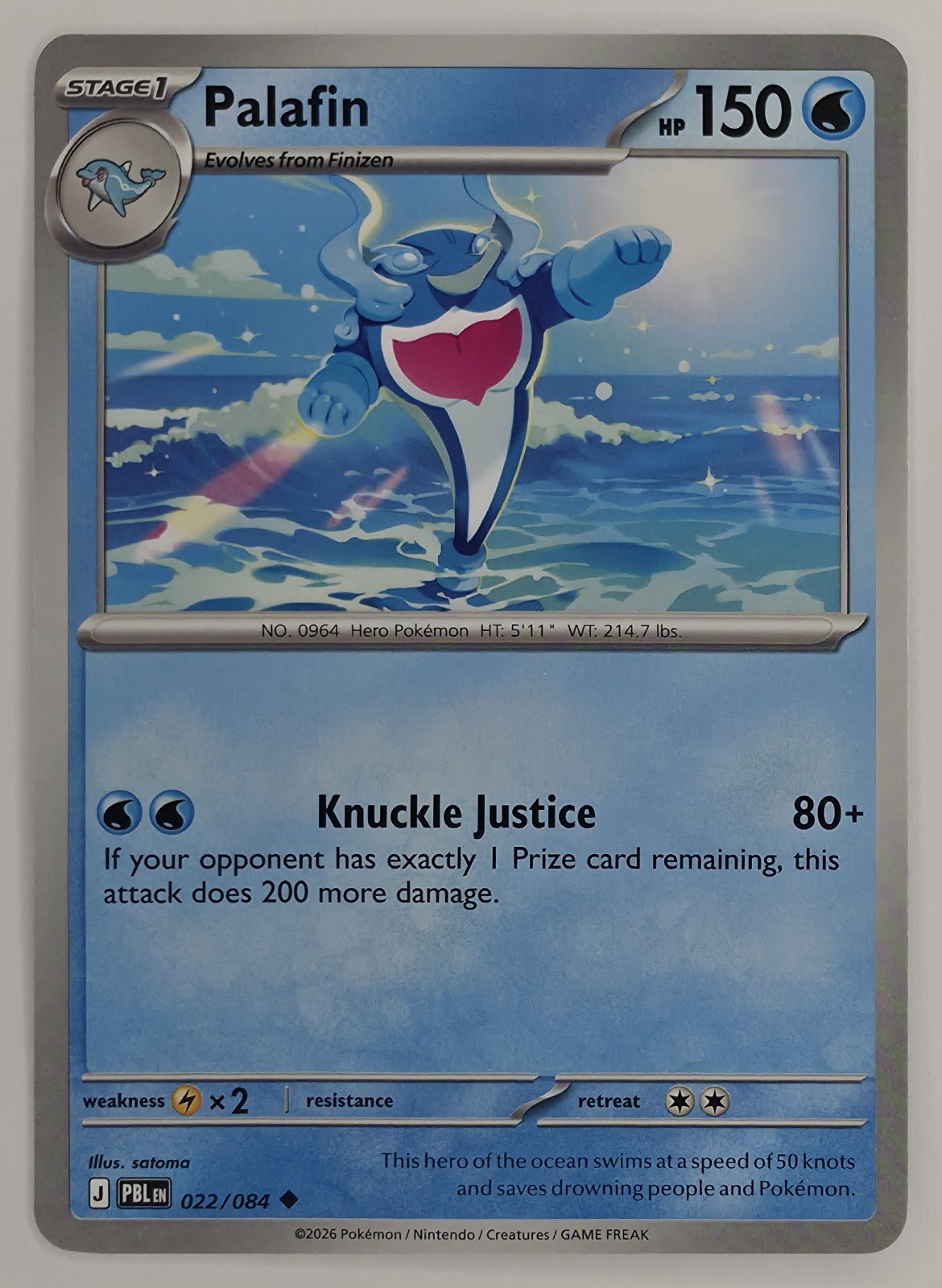 2026 Pokemon Pitch Black Palafin #022/084 Uncommon front
