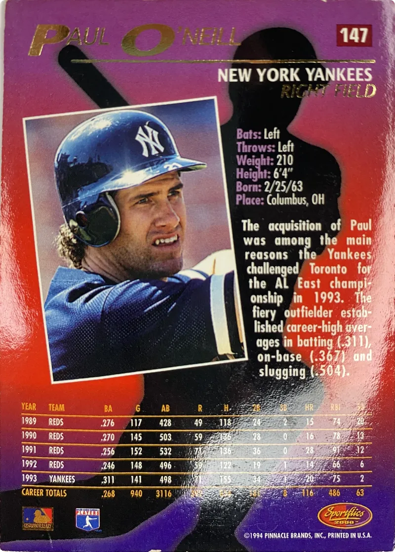 Paul O'Neill #147, back