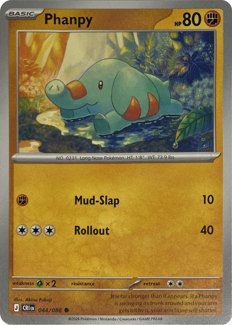 2026 Pokemon Chaos Rising Phanpy #044/086 Common front