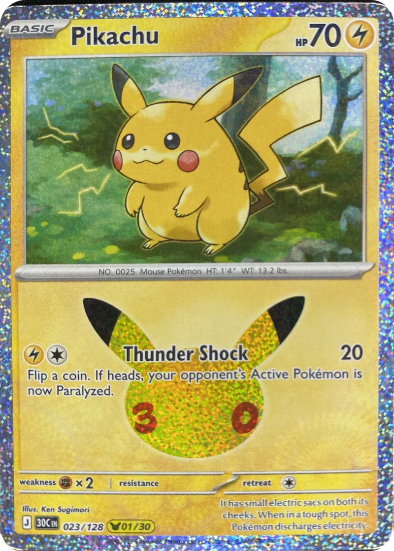 2026 Pokemon 30th Celebration Pikachu #023/128 Pikachu Rare front