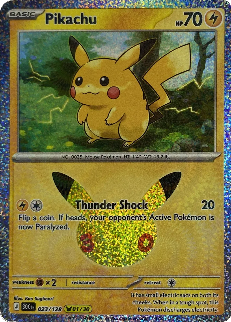2026 Pokemon 30th Celebration Pikachu #023/128 Thunder Shock front