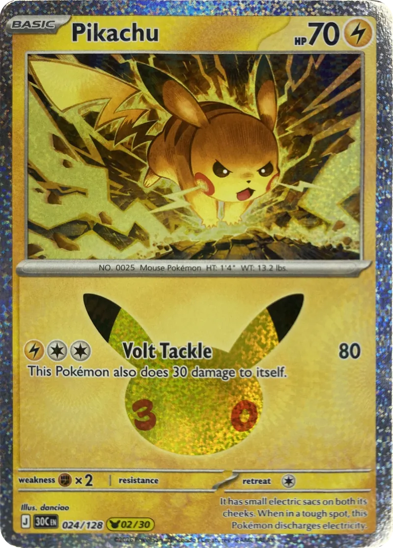 2026 Pokemon 30th Celebration Pikachu #024/128 Pikachu Rare front
