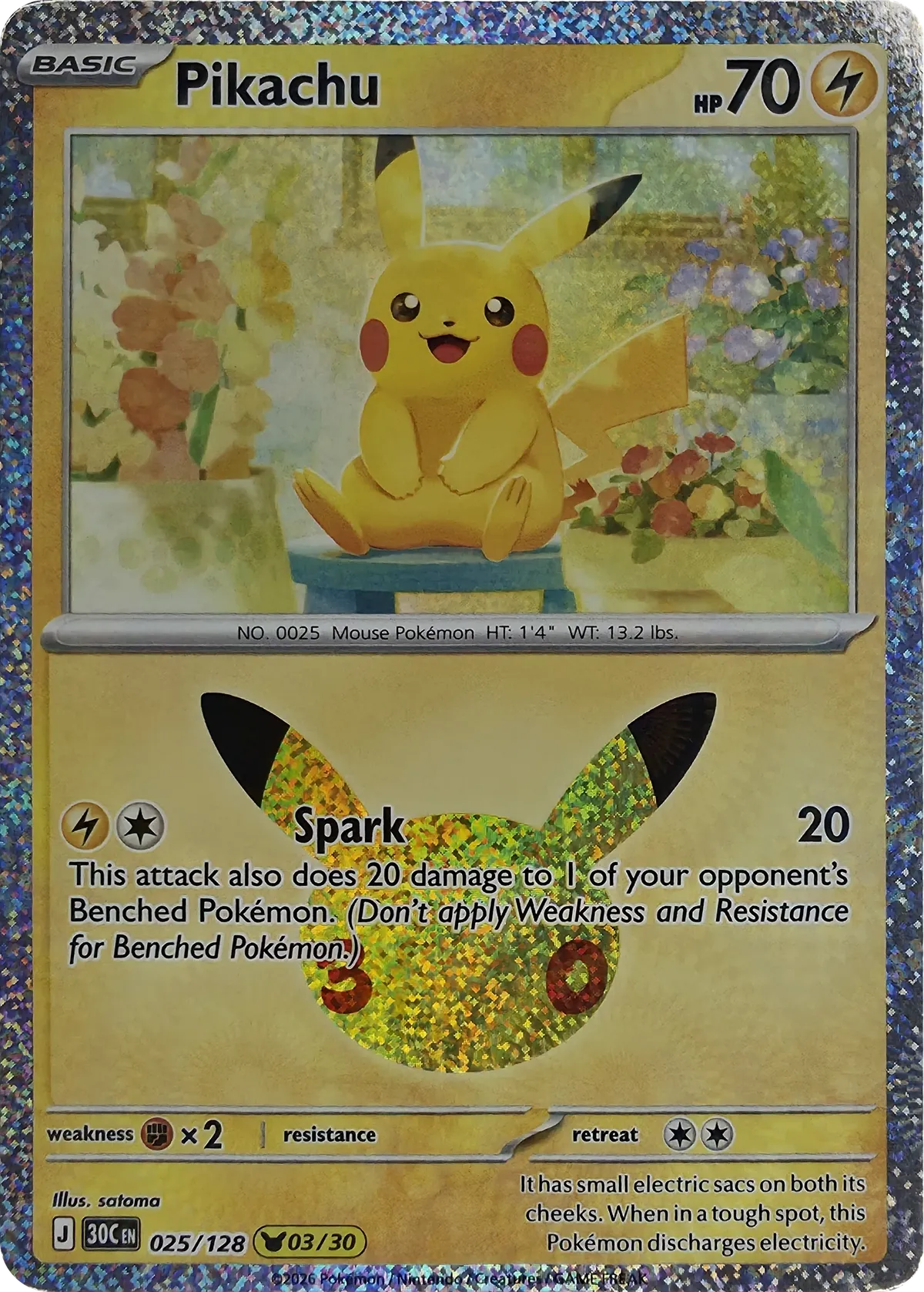 Pikachu #025/128, front