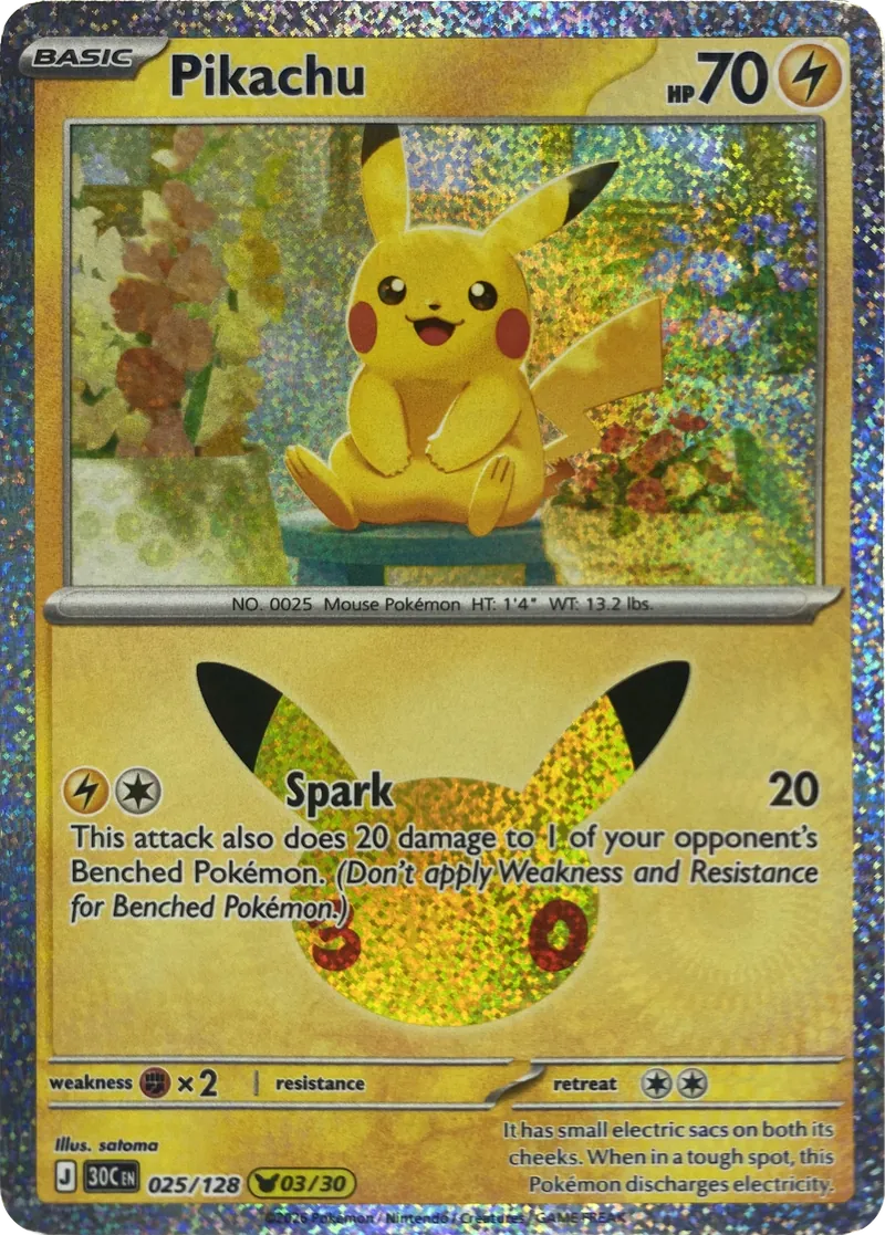 2026 Pokemon 30th Celebration Pikachu #025/128 Spark front