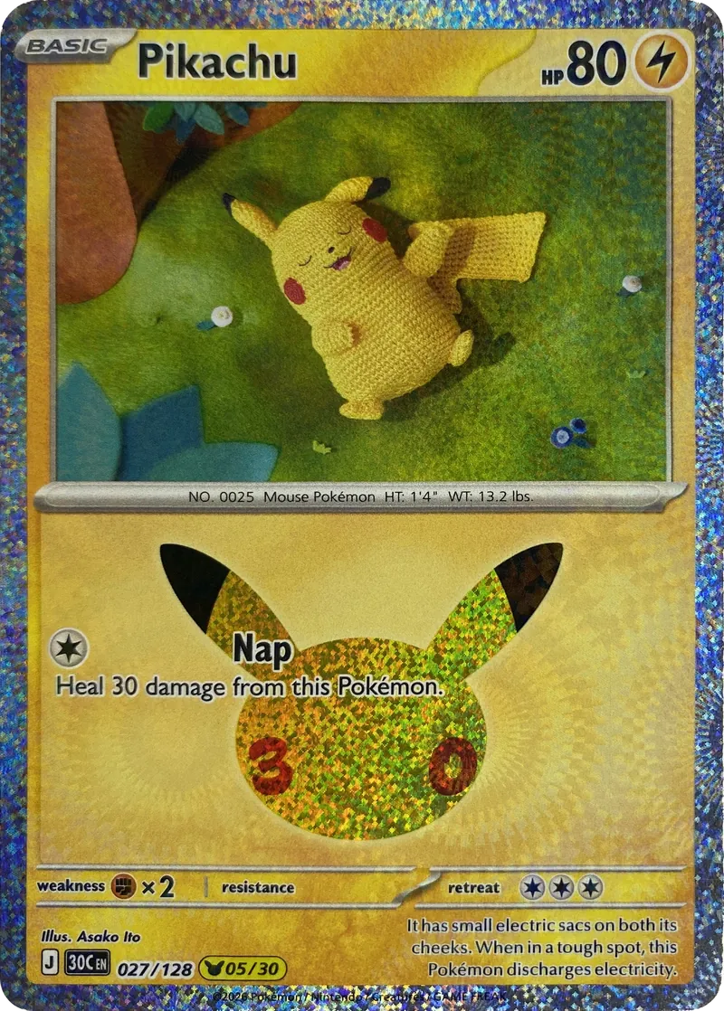 2026 Pokemon 30th Celebration Pikachu #027/128 Pikachu Rare front