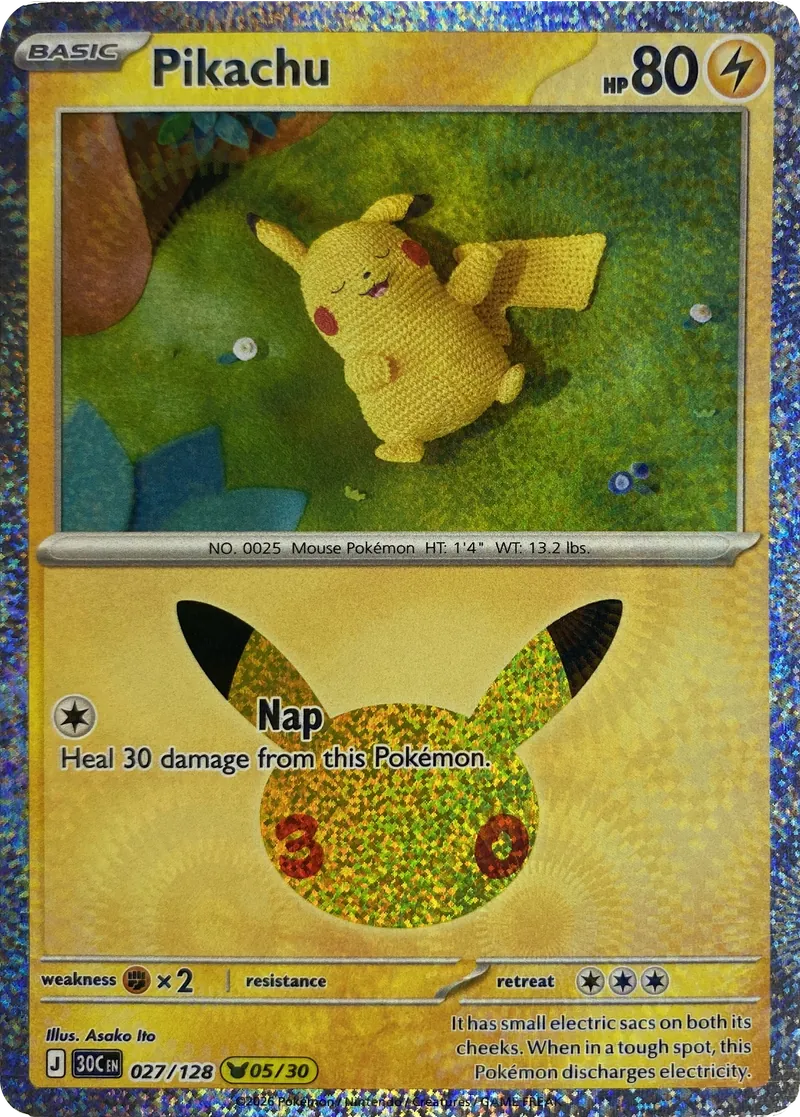 2026 Pokemon 30th Celebration Pikachu #027/128 Pikachu Rare front