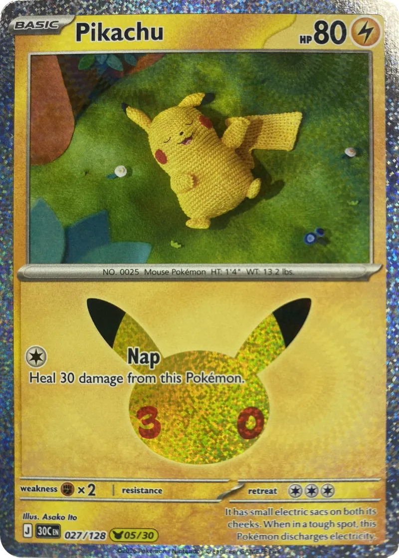 2026 Pokemon 30th Celebration Pikachu #027/128 Pikachu Rare front