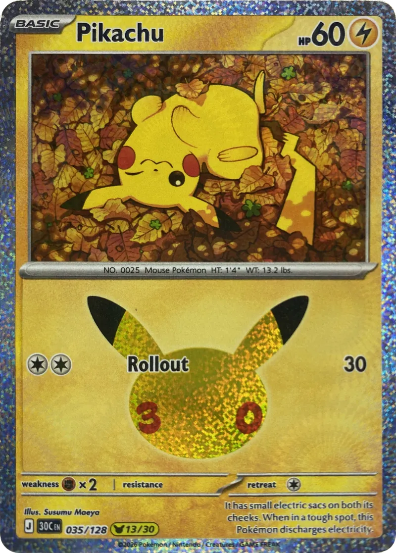 2026 Pokemon 30th Celebration Pikachu #035/128 Rollout front