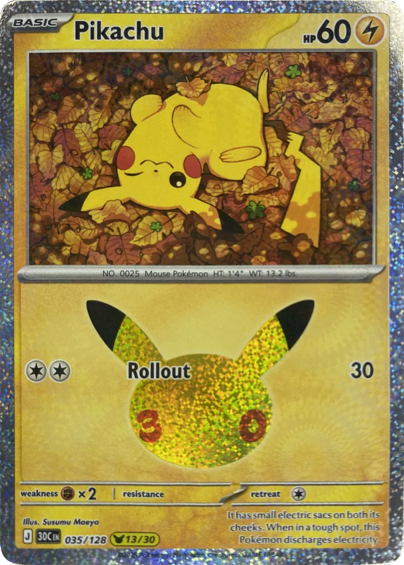 2026 Pokemon 30th Celebration Pikachu #035/128 Rollout front