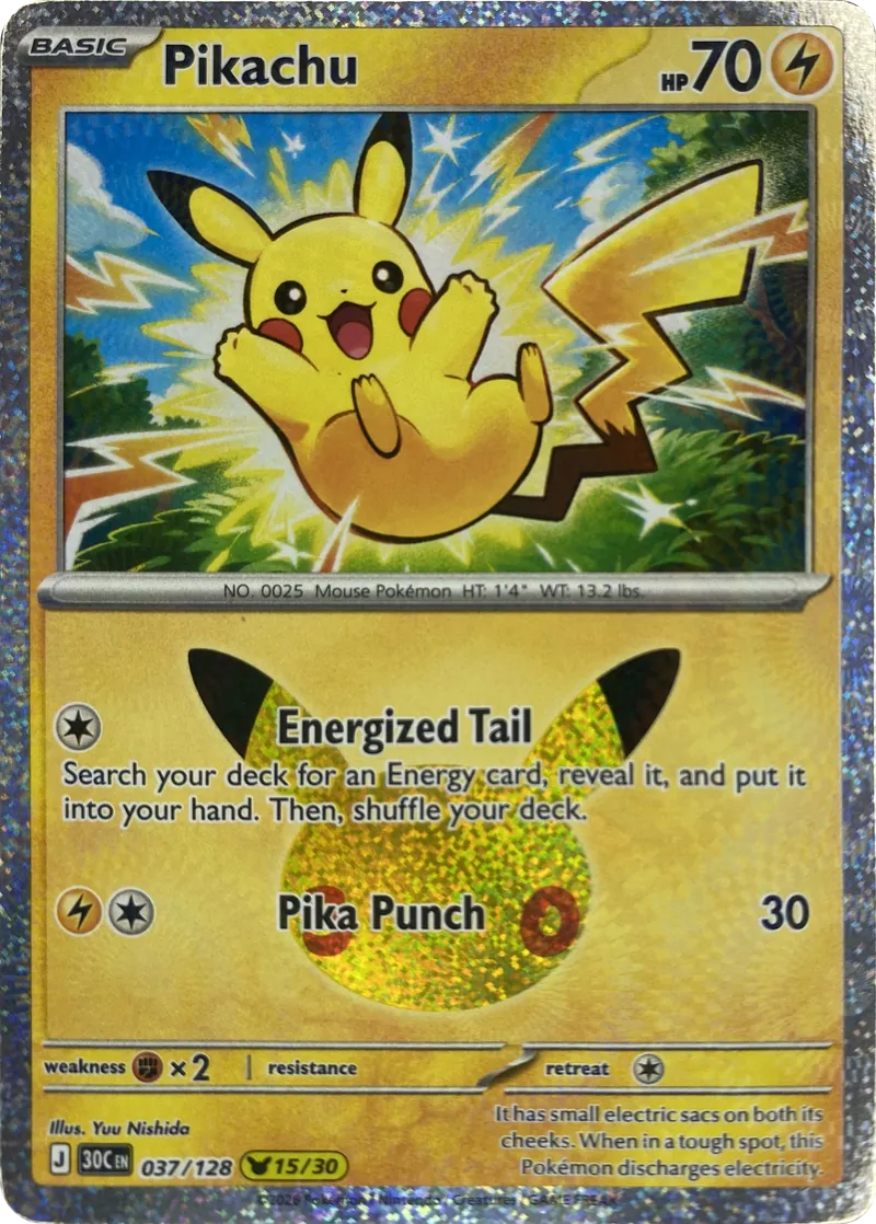 2026 Pokemon 30th Celebration Pikachu #037/128 Pikachu Rare front