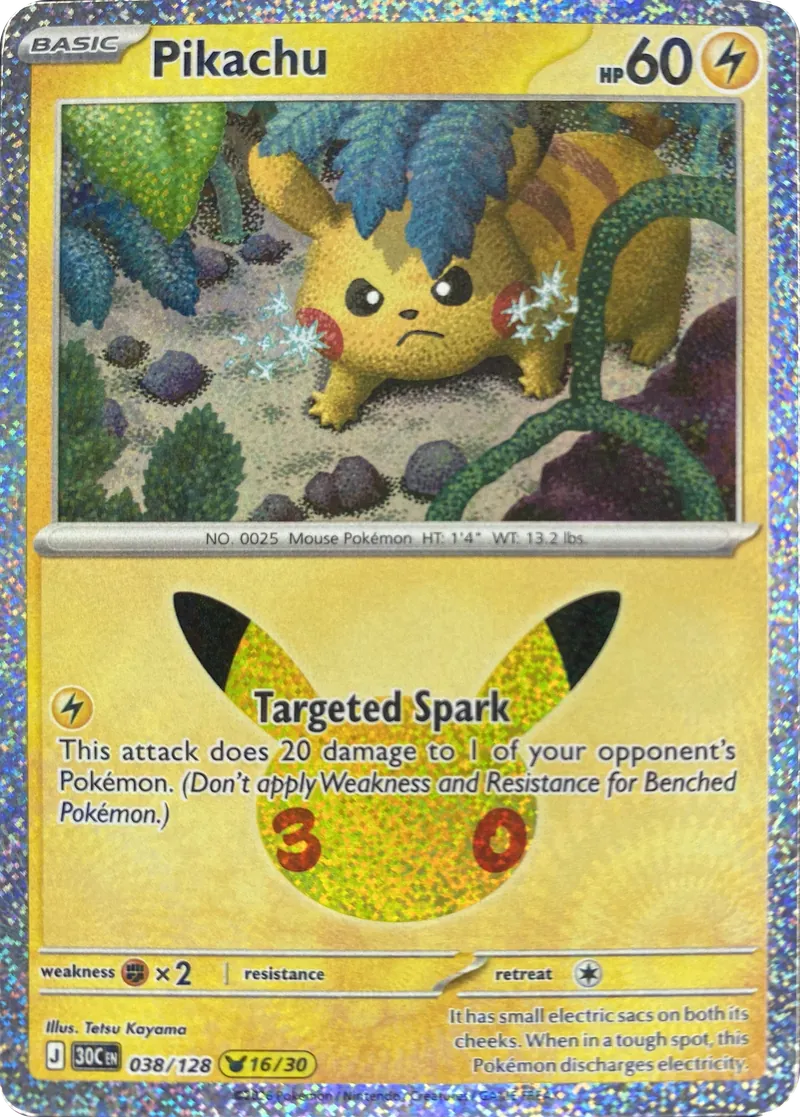 2026 Pokemon 30th Celebration Pikachu #038/128 Pikachu Rare front
