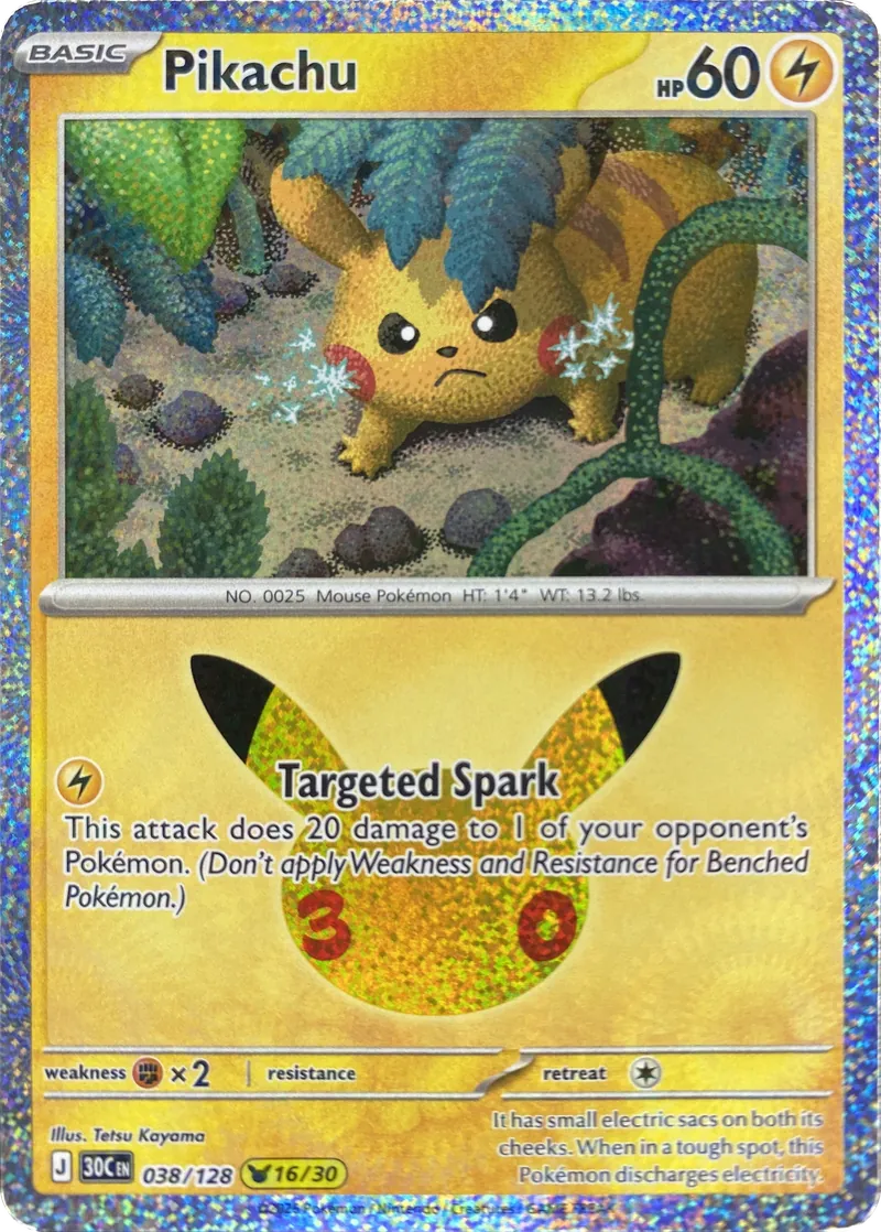 2026 Pokemon 30th Celebration Pikachu #038/128 Pikachu Rare front