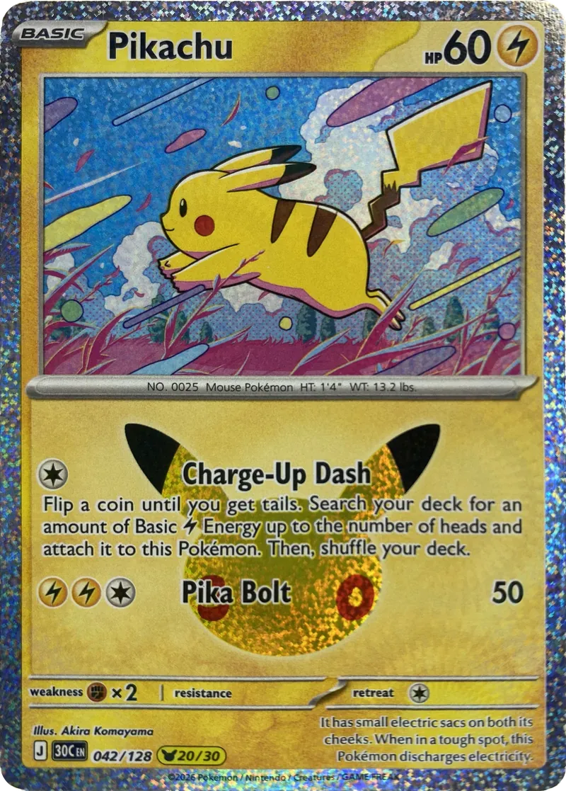 2026 Pokemon 30th Celebration Pikachu #042/128 Pikachu Rare front