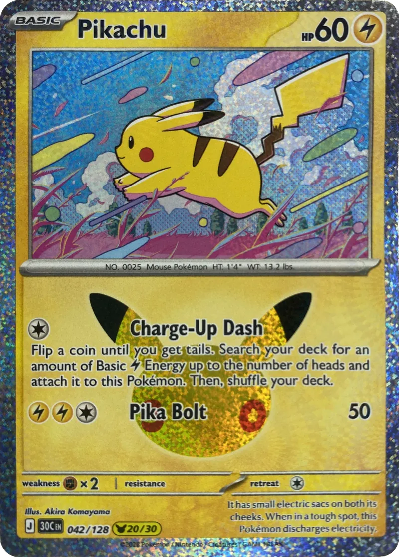 2026 Pokemon 30th Celebration Pikachu #042/128 Pikachu Rare front