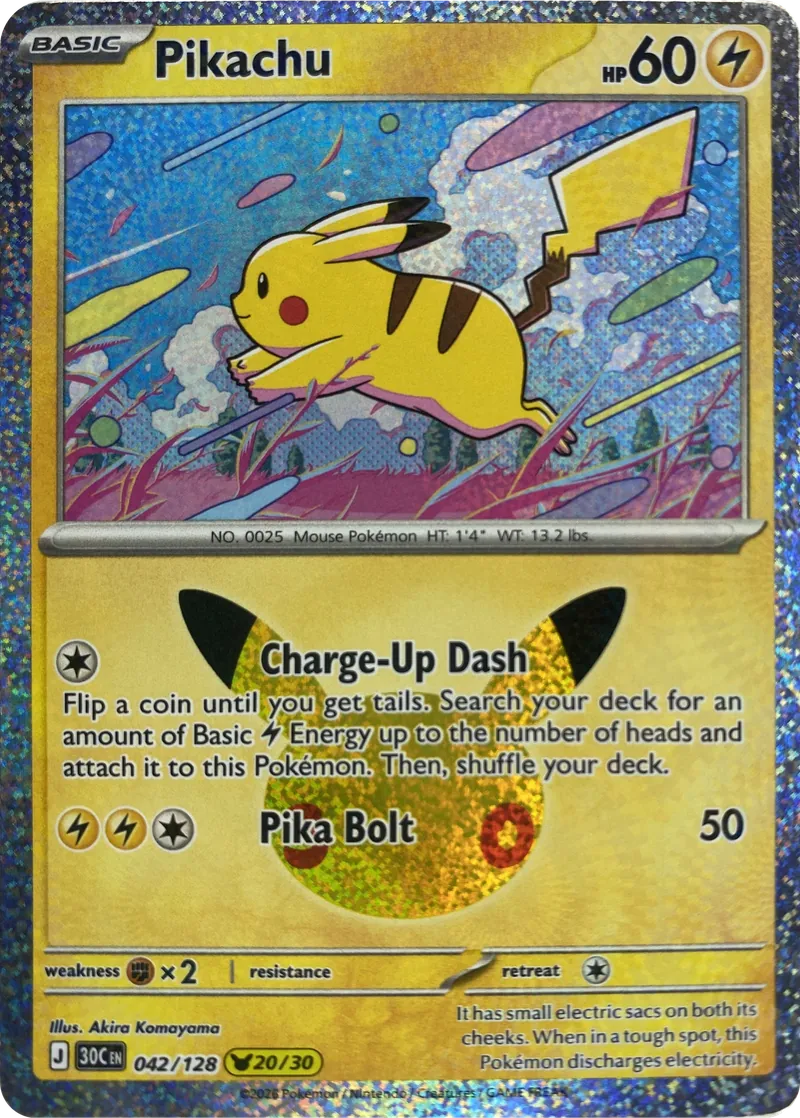 2026 Pokemon 30th Celebration Pikachu #042/128 Pikachu Rare front
