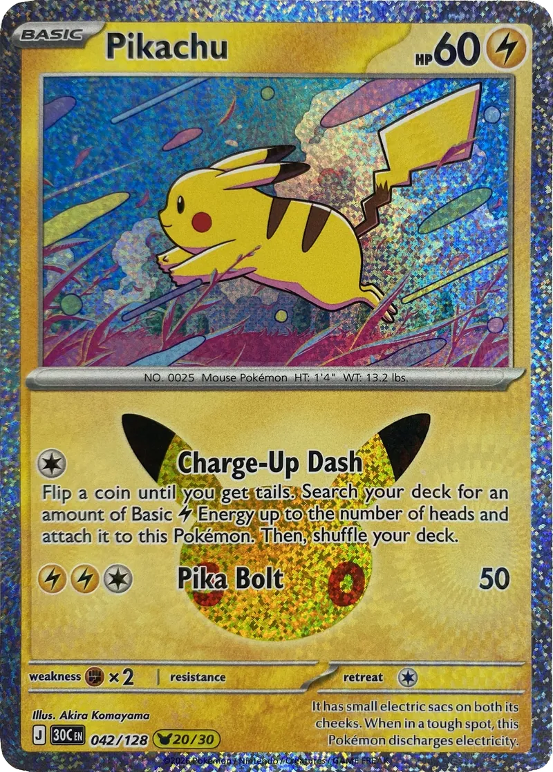 2026 Pokemon 30th Celebration Pikachu #042/128 Pikachu Rare front