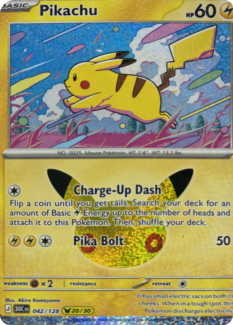 2026 Pokemon 30th Celebration Pikachu #042/128 Pikachu Rare front