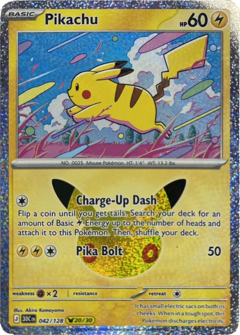 2026 Pokemon 30th Celebration Pikachu #042/128 Pikachu Rare front